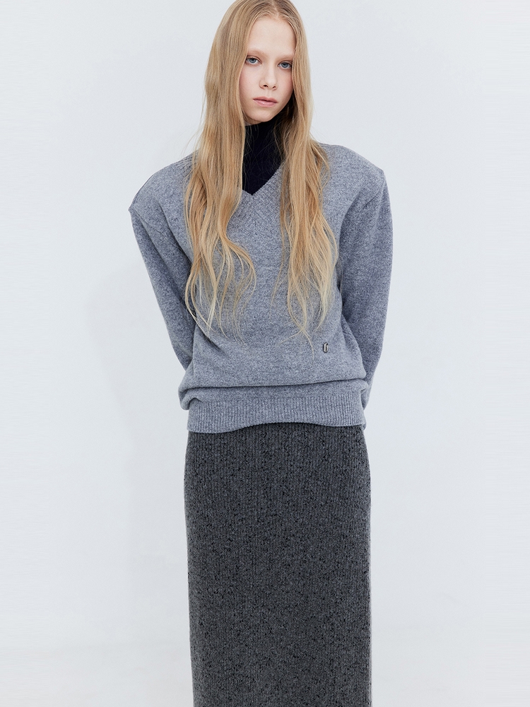 Classic V-neck Knit_Grey