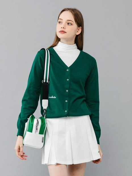 SMILE V-NECK GOLF CARDIGAN 몽버디 스마일컬러 가디건_GREEN