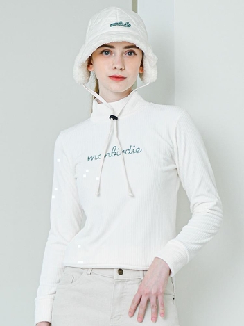 SOFT VELVET STRETCH 벨벳 골지 모크넥 기모 티셔츠 _WHITE