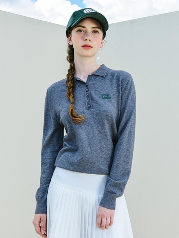 MONBIRDIE OPEN NECK KNIT 몽버디 버튼오픈넥 카라니트_GREY
