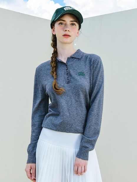 MONBIRDIE OPEN NECK KNIT 몽버디 버튼오픈넥 카라니트_GREY