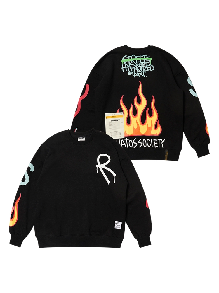 FIRE OVERSIZED CREWNECK BLACK