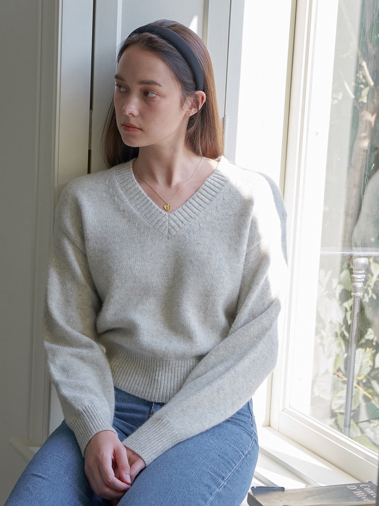 BABY ALPACA V-NECK KNIT_4COLOR