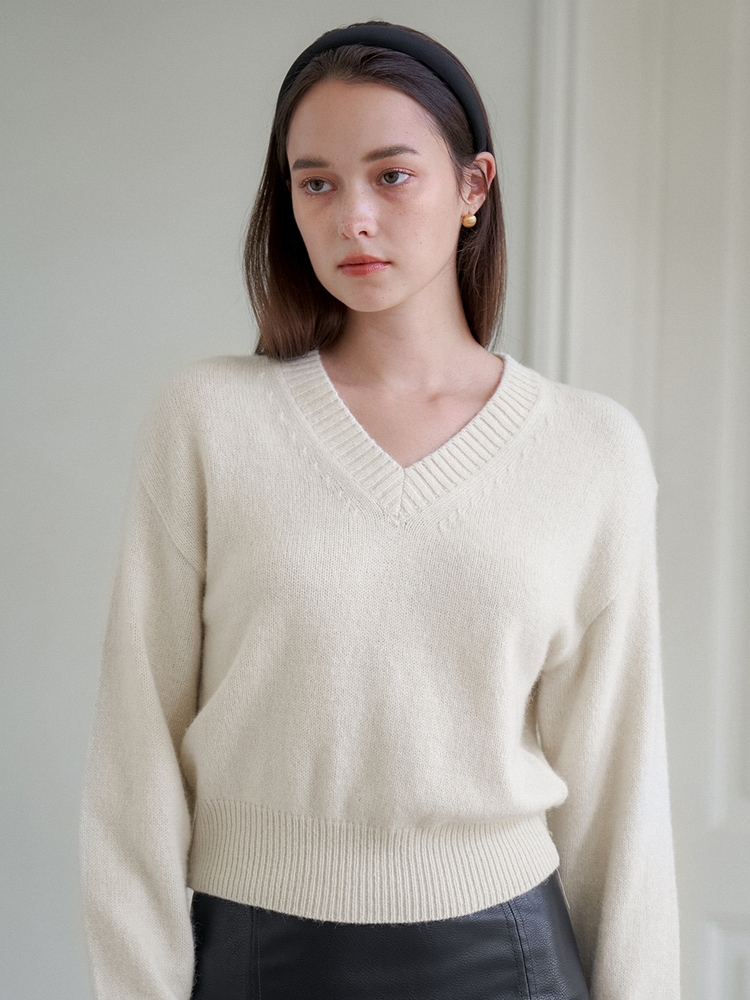 BABY ALPACA V-NECK KNIT_4COLOR