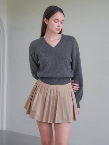 MINI PLEATS SKIRT_BEIGE