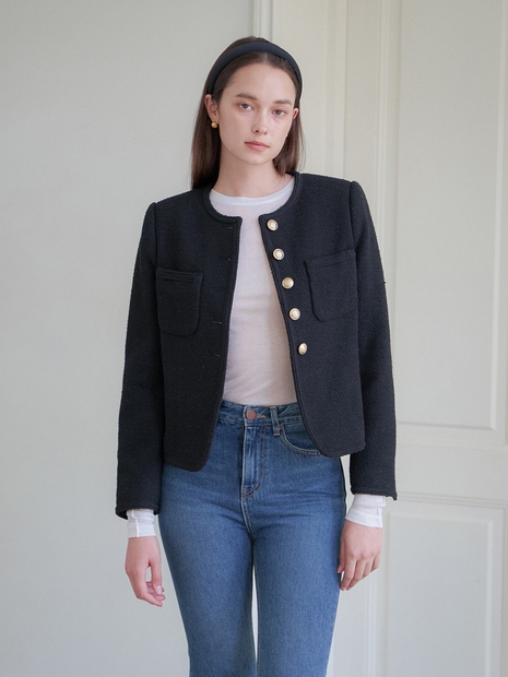CLASSIC POCKET TWEED JACKET_BLACK