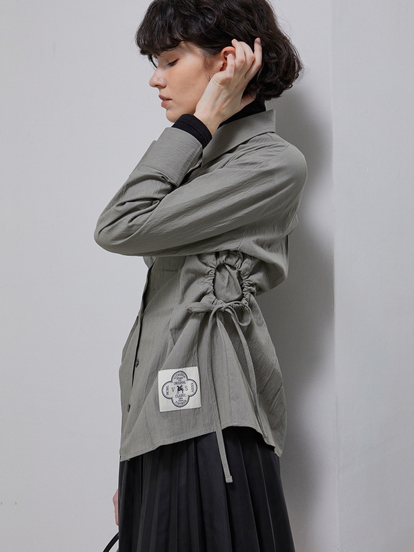 [LINE] Circle String Wrinkle Shirt (2colors)