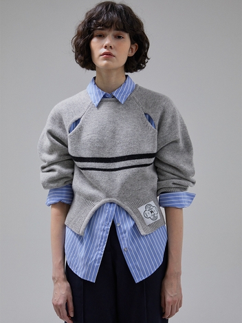 [LINE] Cut Out Line Knit Pullover (2colors)