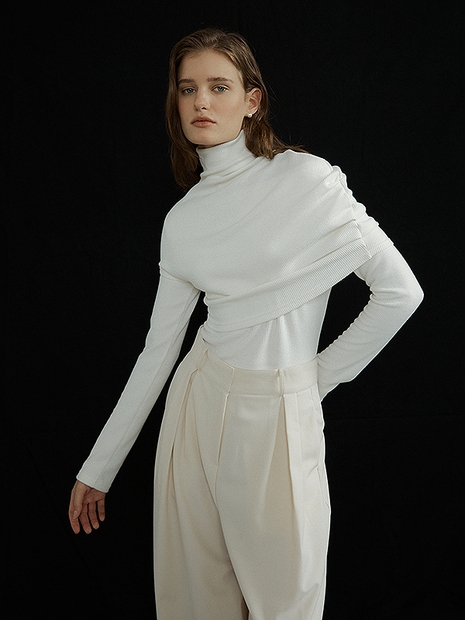 Two-way Cape Turtleneck Sleeve (set)(ivory)