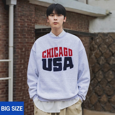 [빅사이즈] 2XL~4XL 시카고 USA 오버핏 맨투맨 BE5725 (3 COLOR)