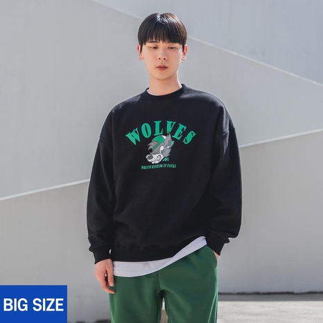 [빅사이즈] 2XL~4XL WOLVES 오버핏 맨투맨 BE5797 (3 COLOR)
