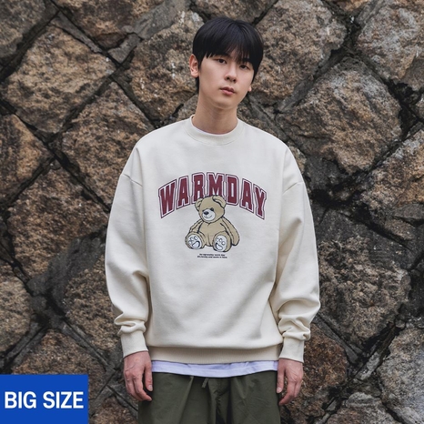 [빅사이즈] 2XL~4XL WARMDAY 곰돌이 오버핏 맨투맨 BE5697 (4 COLOR)