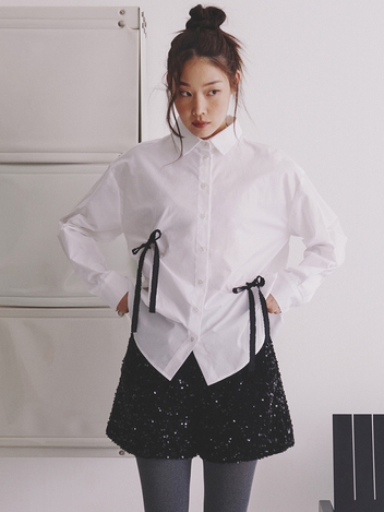 Bow Loose fit Shirt_white