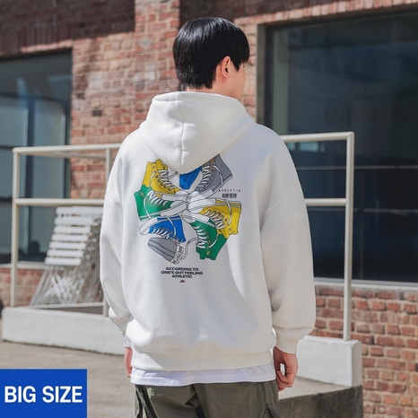 [빅사이즈] 2XL~4XL 스니커즈 에이 오버핏 후드티 BE5767 (3 COLOR)