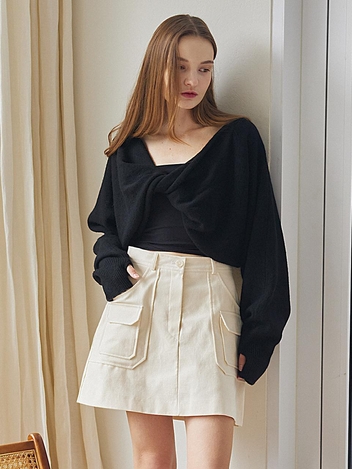Cargo mini skirt_Cream
