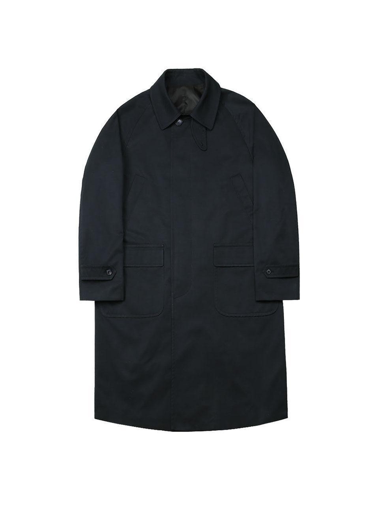 Bonheur Cotton Balmacaan Coat (Navy)