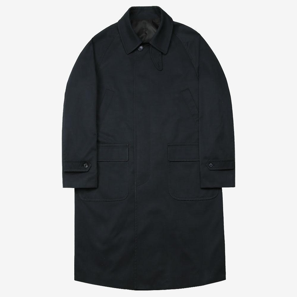 Bonheur Cotton Balmacaan Coat (Navy)