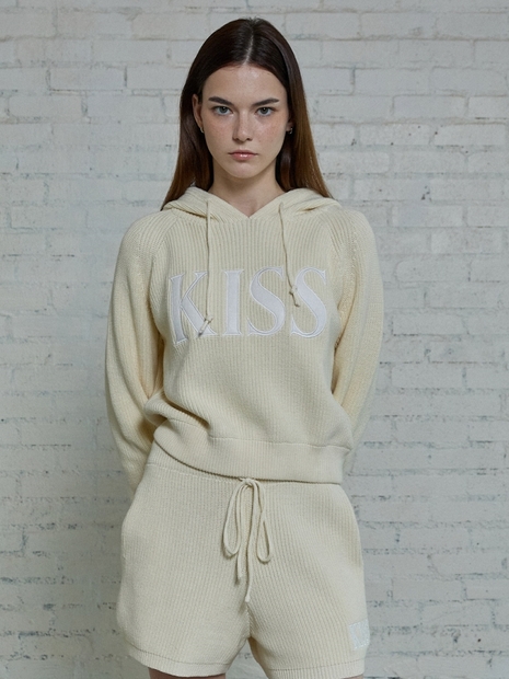 K KISS KNIT HOODIE [IVORY]