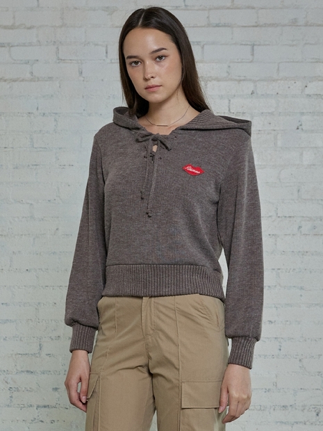 KISS CORSET KNIT HOODIE [COCOA]