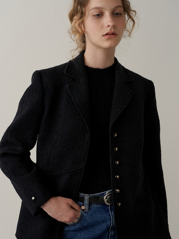 wool boucle tweed jacket (black)