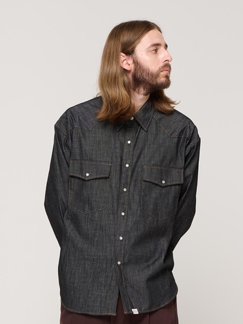 BUTTON POINT DENIM SHIRT (BLACK)