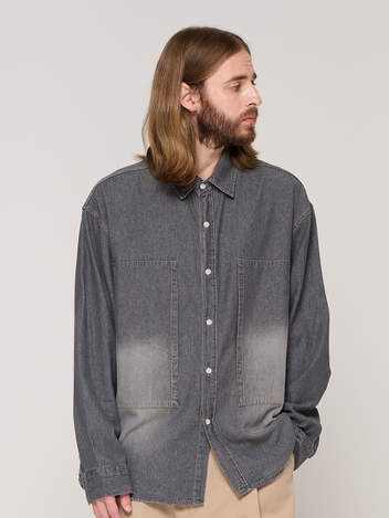 WASHING SQUARE DENIM SHIRT (BLACK)