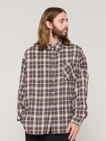 COMFY FLANNEL CHECK SHIRT (BROWN)