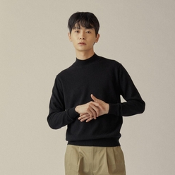 GRADE A 퓨어 캐시미어100 모크넥 블랙