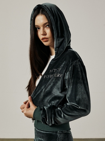 SYMBOL VELVET HOODIE [GREEN]