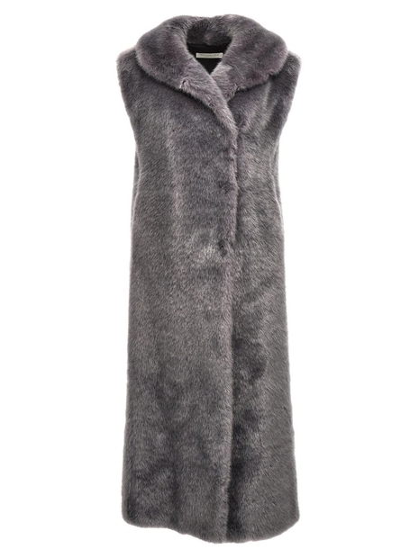 필로소피 Extra Long Faux Fur Vest Gilet Gray A100171570508
