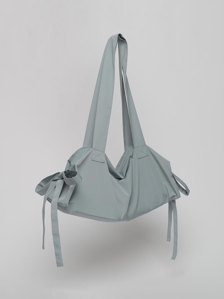 Pigtails ribbon bag Blue grey