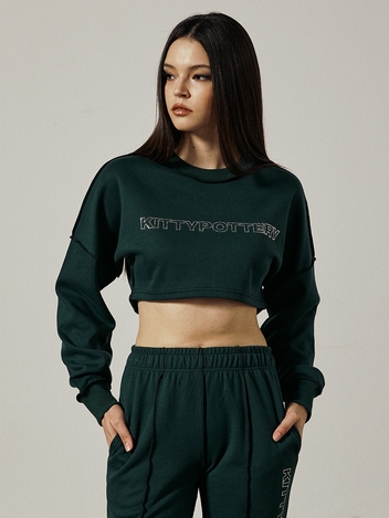 OVERLOCK LOGO CROP T-SHIRTS [GREEN]