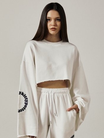 KT CT BASIC CROP SWEAT SHIRTS [WHITE]