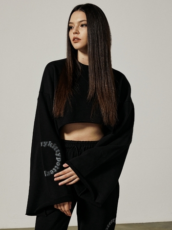 KT CT BASIC CROP SWEAT SHIRTS [BLACK]