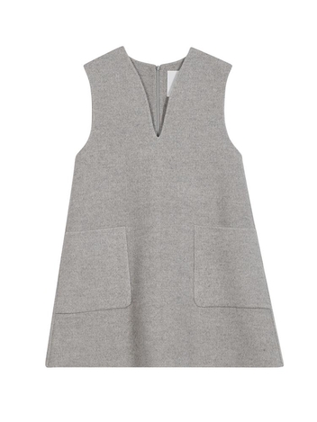 DOUBLE FACE WOOL BLEND MINI DRESS_BROWN