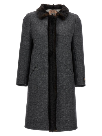 누메로벤투노 Faux fur neck coat 23IN2S0N03130588946