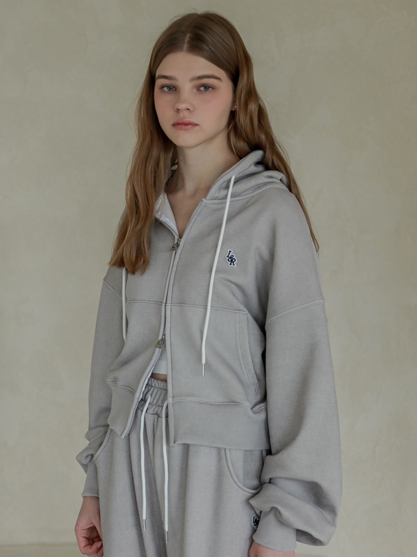 Lossy  Pigment Patch Hood Zip-Up_gray