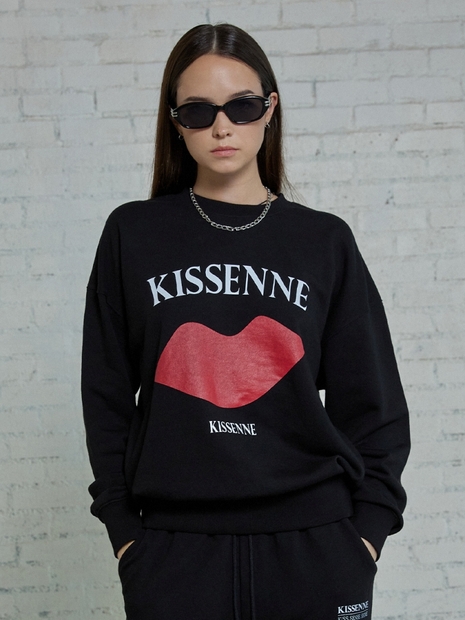 LIP SYMBOL GRAPHIC SWEAT SHIRTS [BLACK]