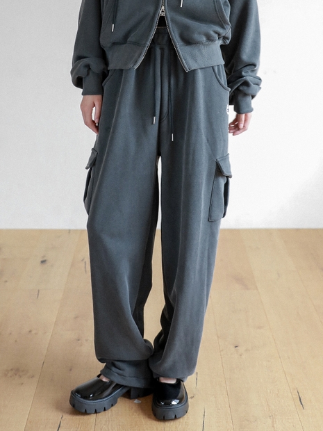 Lossy Pigment Patch Cargo Sweat Pants_charcoal