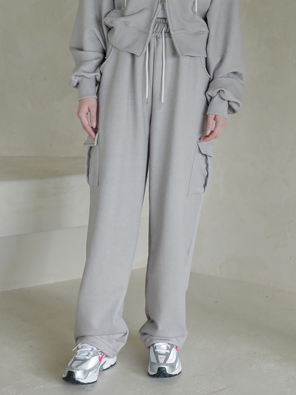 Lossy Pigment Patch Cargo Sweat Pants_gray