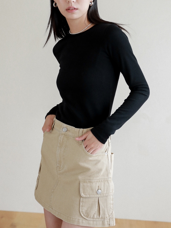 Lossy Row washing cargo short skirt_beige