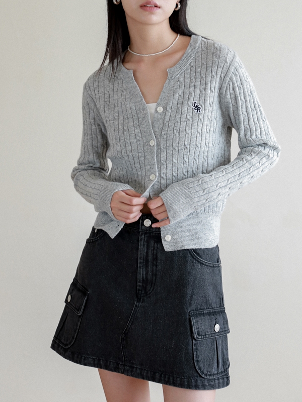 Lossy Row washing cargo short skirt_denimblack