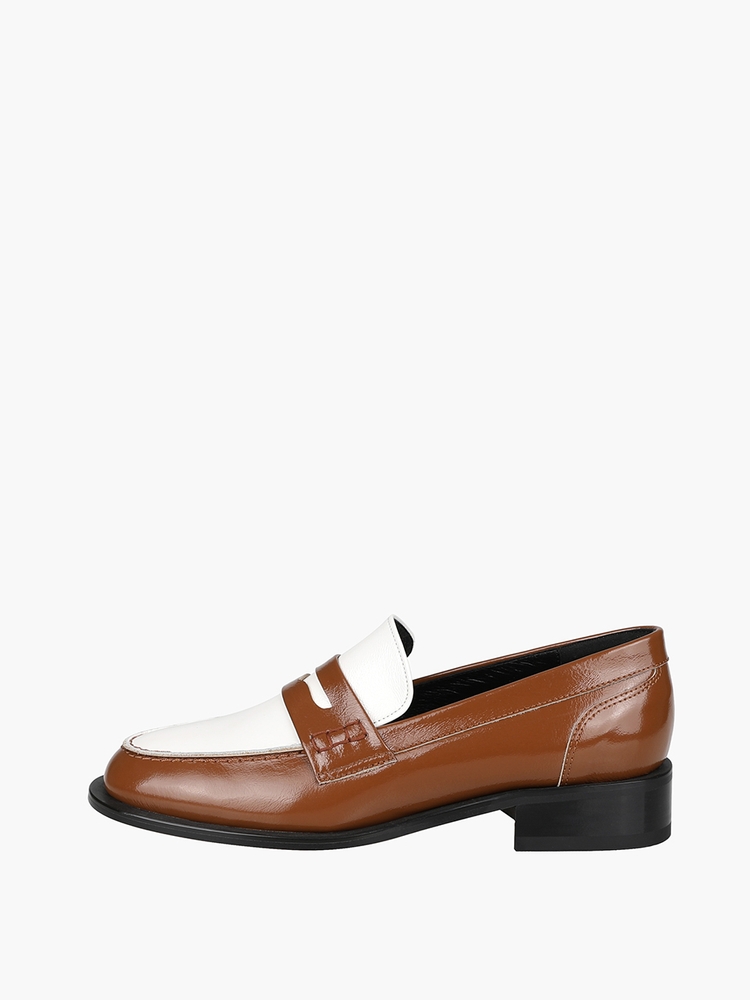 Margaret Loafer - White+Brown