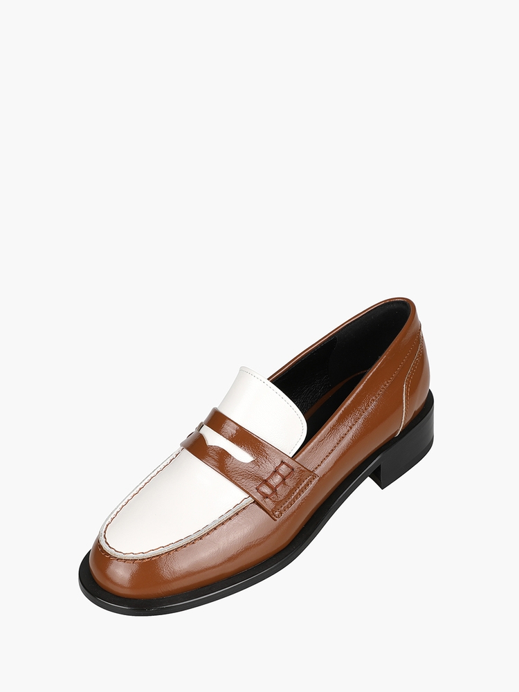 Margaret Loafer - White+Brown