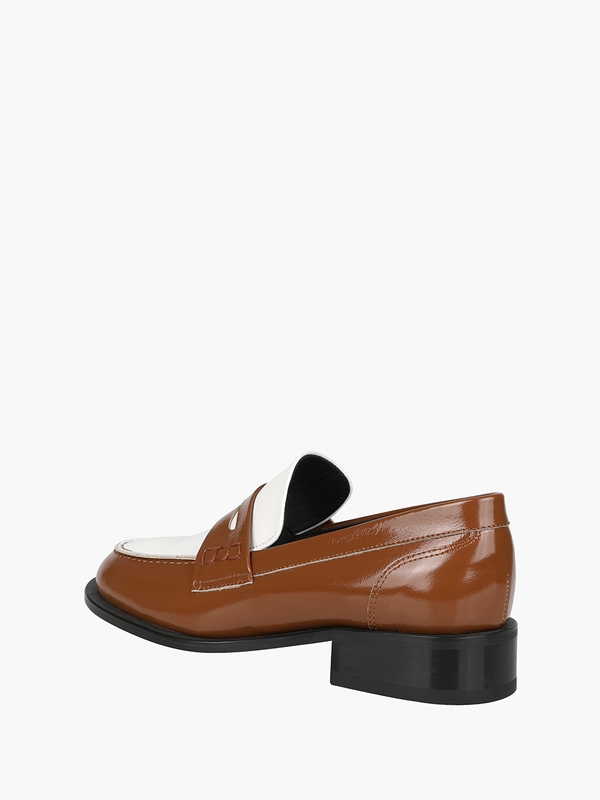 Margaret Loafer - White+Brown