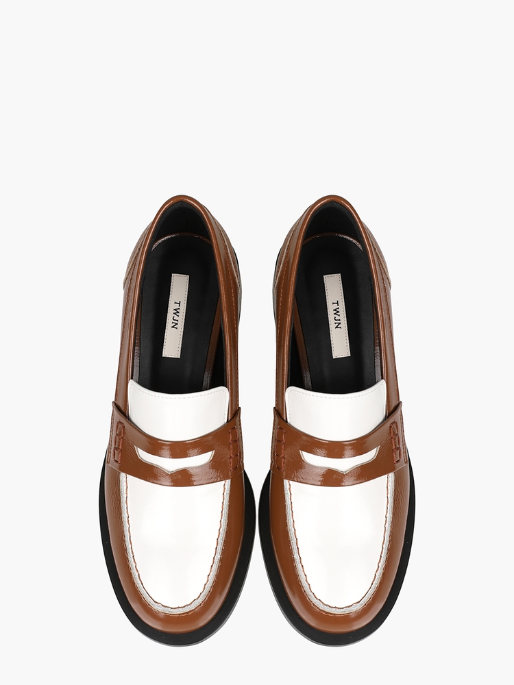 Margaret Loafer - White+Brown