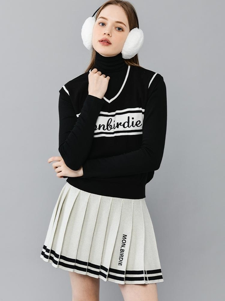 SAILOR KNIT SKIRT 세일러 라인 플리츠 니트스커트_WHITE