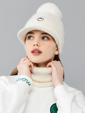 KNITTED WINTER SET 바이저 비니&넥워머 세트_IVORY