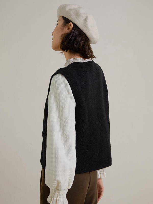 LS_Black horse clip knitted vest