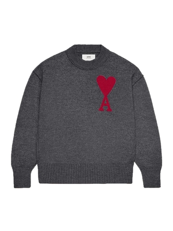 아미 AMI 빅하트로고 니트 BFUKS006 018 Heather Grey